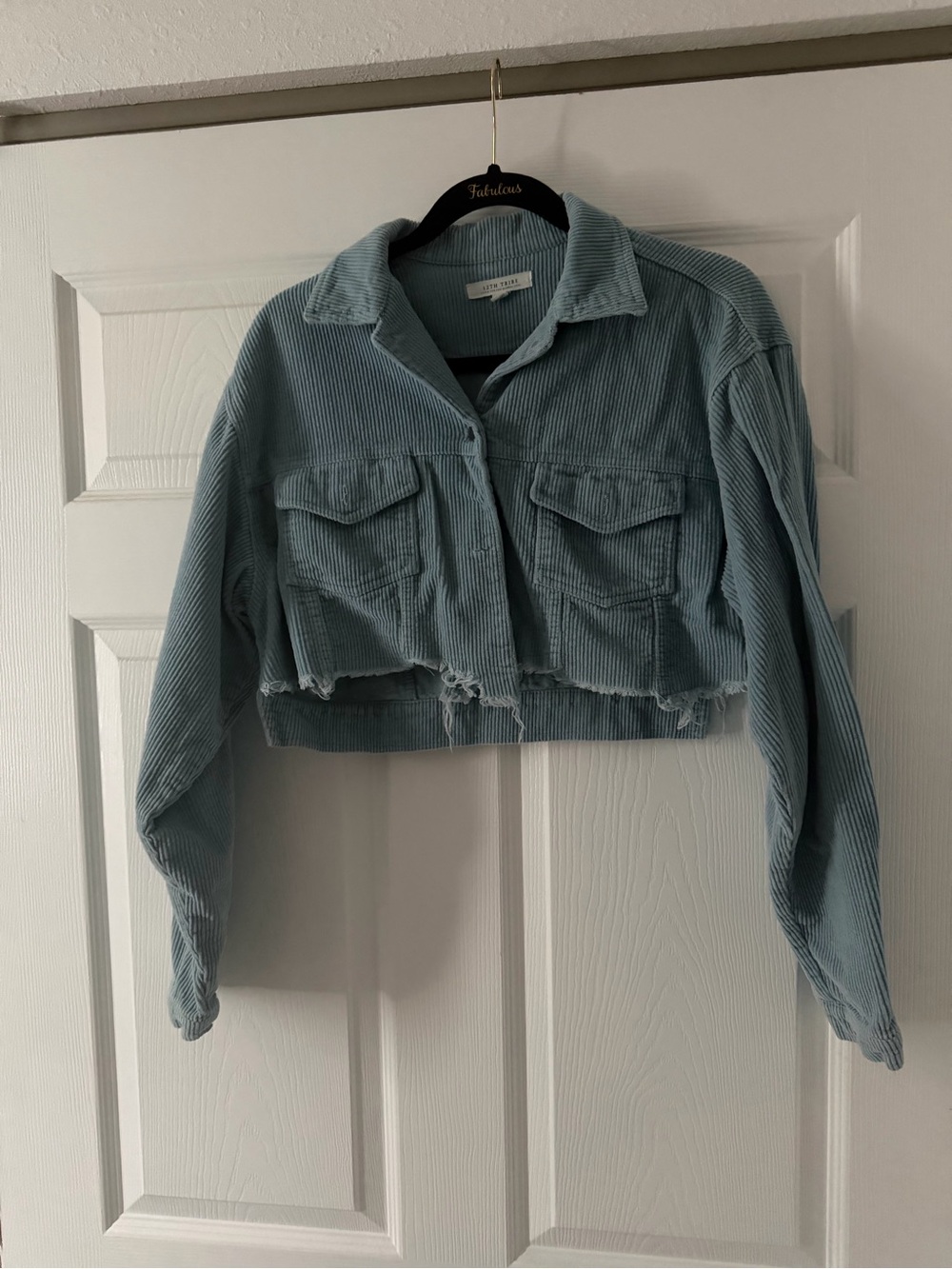 12th Tribe Cropped Corduroy Jacket in Light Blue